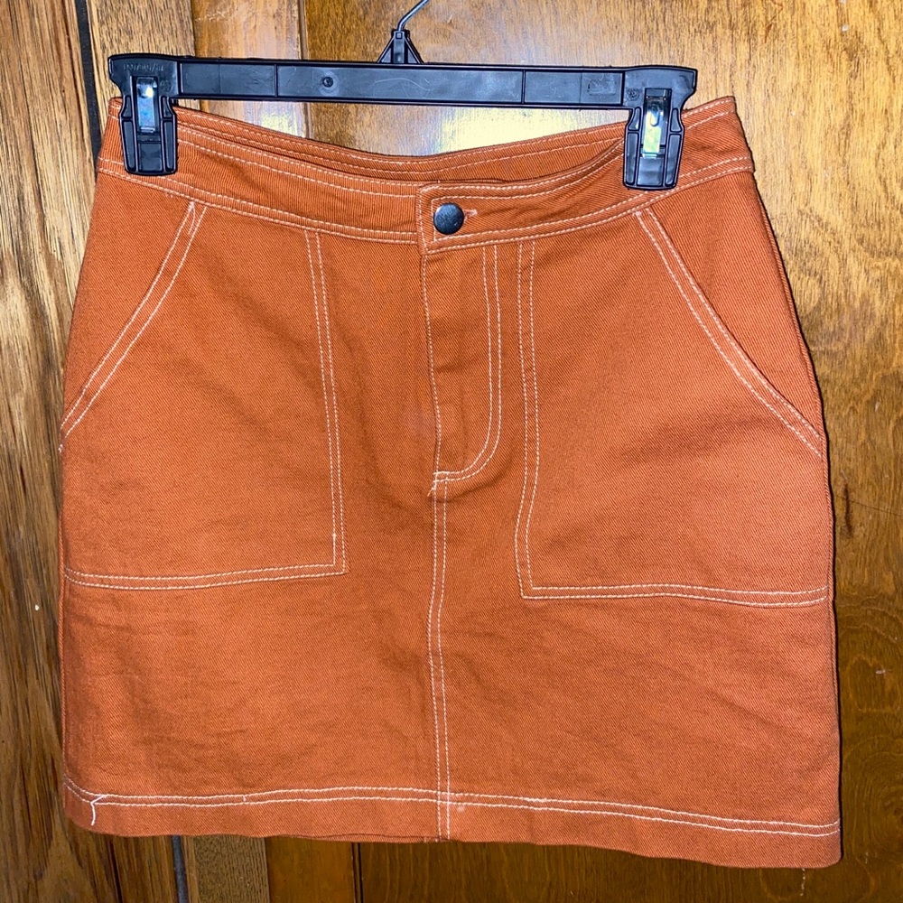 Orange denim skirt